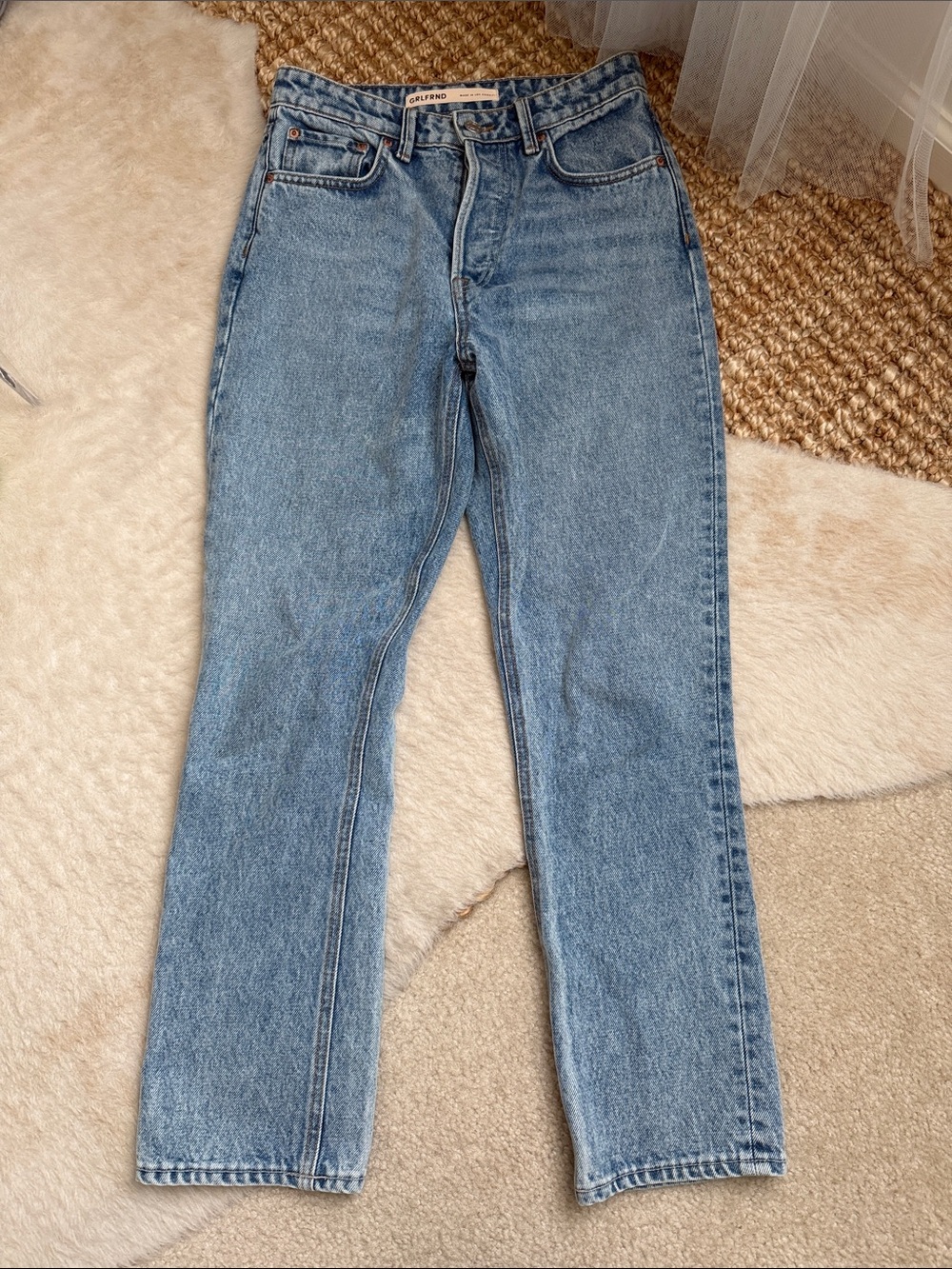 Grlfrnd Karolina High Rise Straight Crop in Larchmont Wash
